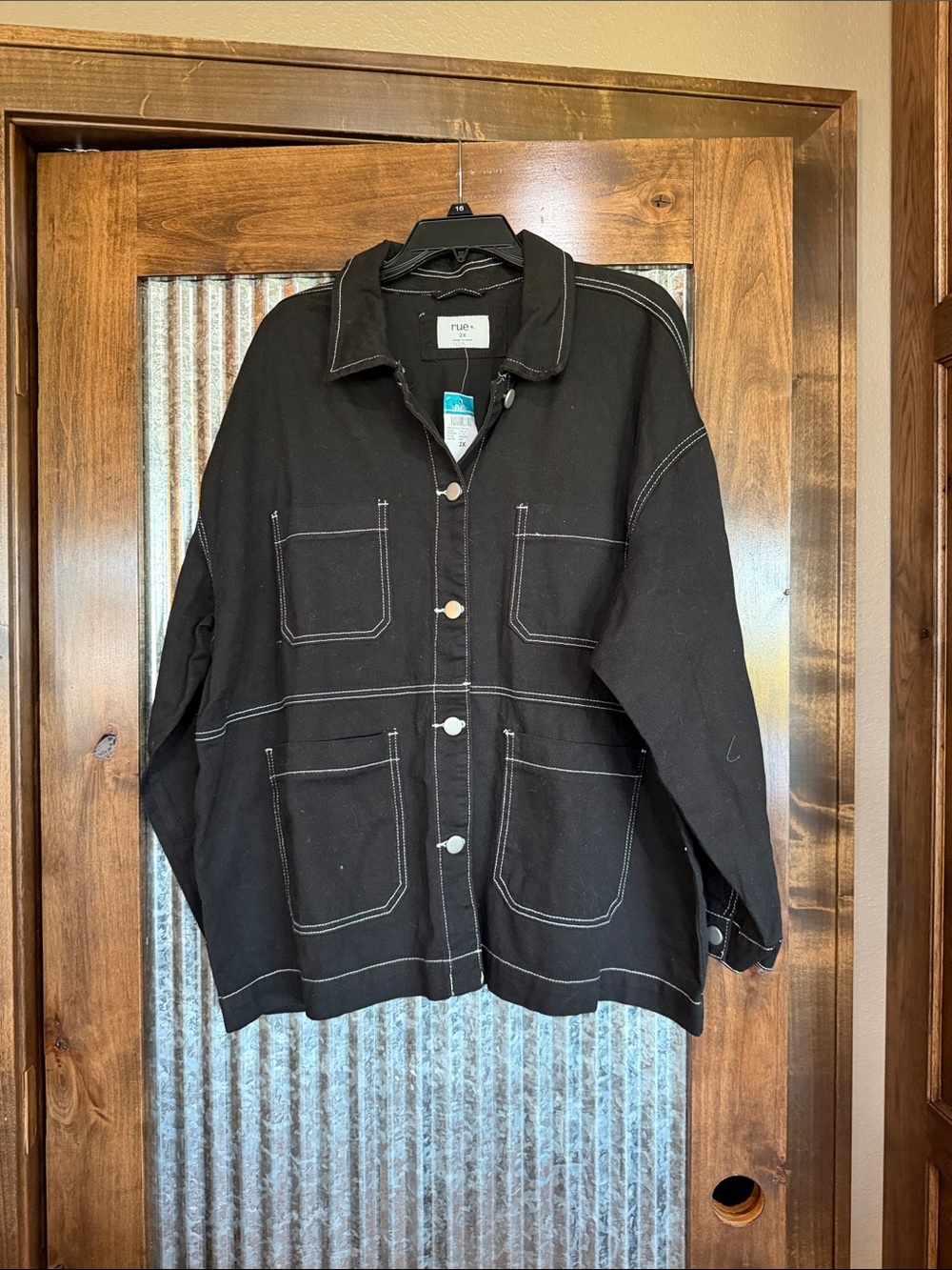 NWT Rue21 Black Jacket with White Contrast Stitching 2x